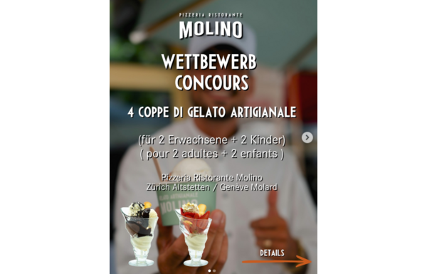 MOLINO - Gewinnen Sie 1x 4 Portionen handwerklich hergestelltes Eis Ihrer Wahl für eine Familie (2 Erwachsene + 2 Kinder) - schweiz